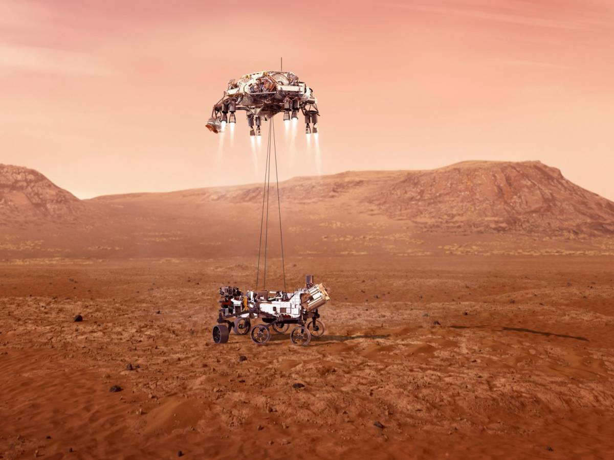 El rover Perseverance robot explorador de la NASA aterriza exitosamente  en Marte.
